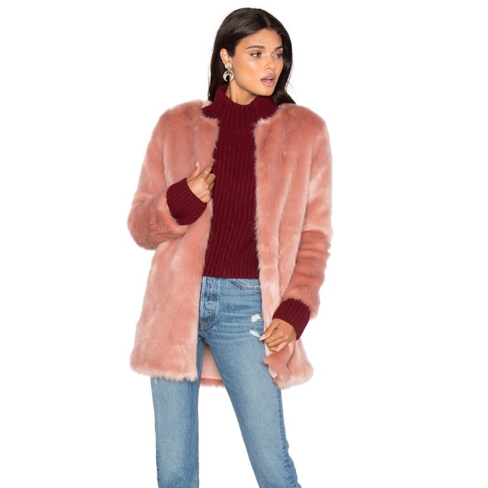 LPA fur jacket coat 52 mauve XS